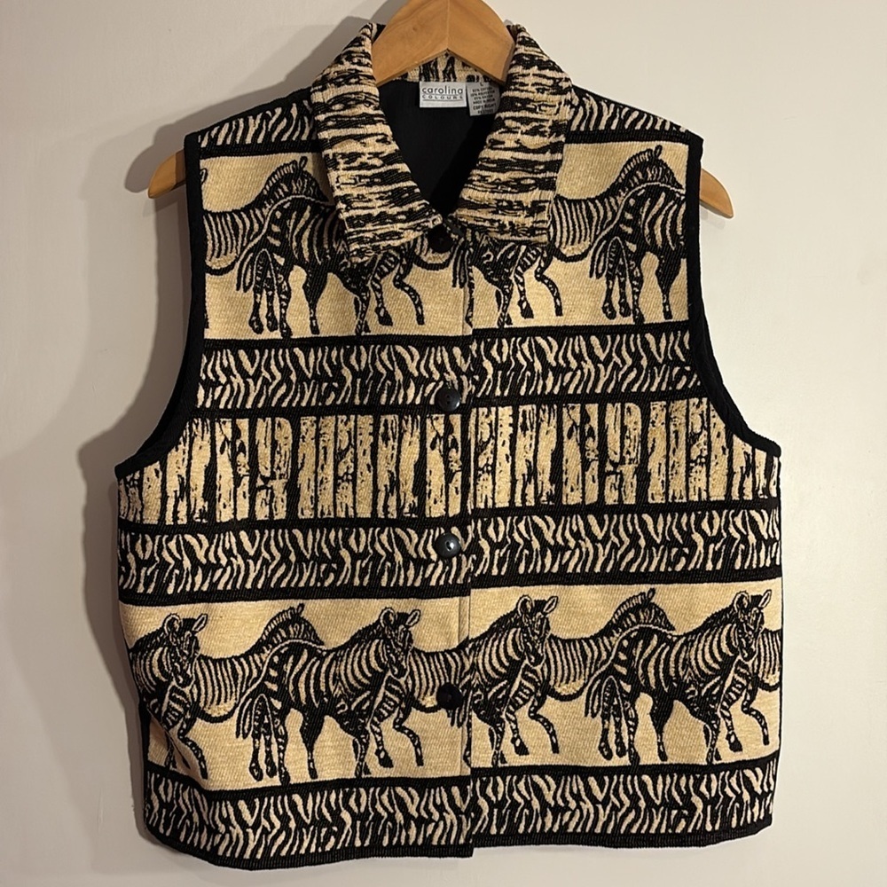 Vintage 80s 90s Tapestry Zebra Vest Woman’s Large - Picture 11 of 11